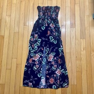 Strapless floral maxi dress